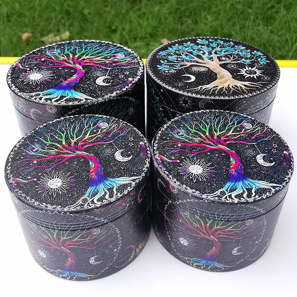 Newest 60MM 63MM Mushroom Pattern Grinder Metal Big Size 4 Layers DIY Tools Spices Grinder Metal Crusher Lucky Tree Wholesale