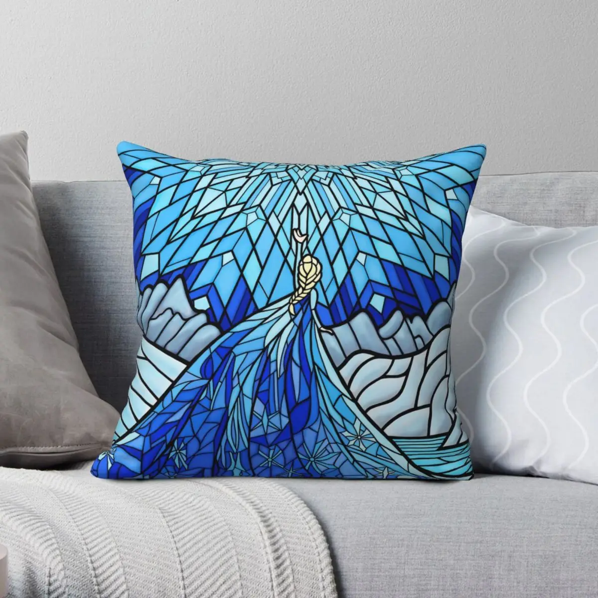 Frozen Fractals Glass Window Square Pillowcase Polyester Linen Velvet Printed Zip Decorative Pillow Case Home Cushion Cover