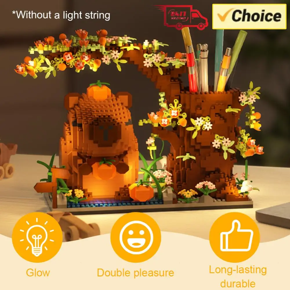 Blocs de construction Capybara thème Animal, porte-stylo multifonction, organisateur de bureau, briques à monter soi-même, jouet pour bureau, décoration de maison, cadeau, 1880 pièces