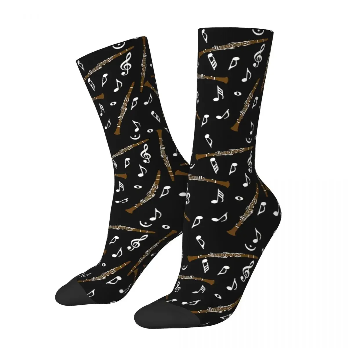 

Funny Men's Socks Clarinet Retro Harajuku Music Notes Street Style Seamless Crew Crazy Sock Gift Pattern Printed