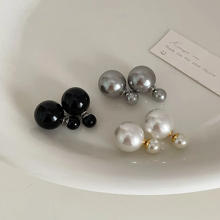 

Double-sided Pearl Stud Earrings for Women Retro French 925 Silver Needle Earrings Niche Design Wedding Jewelry Gifts