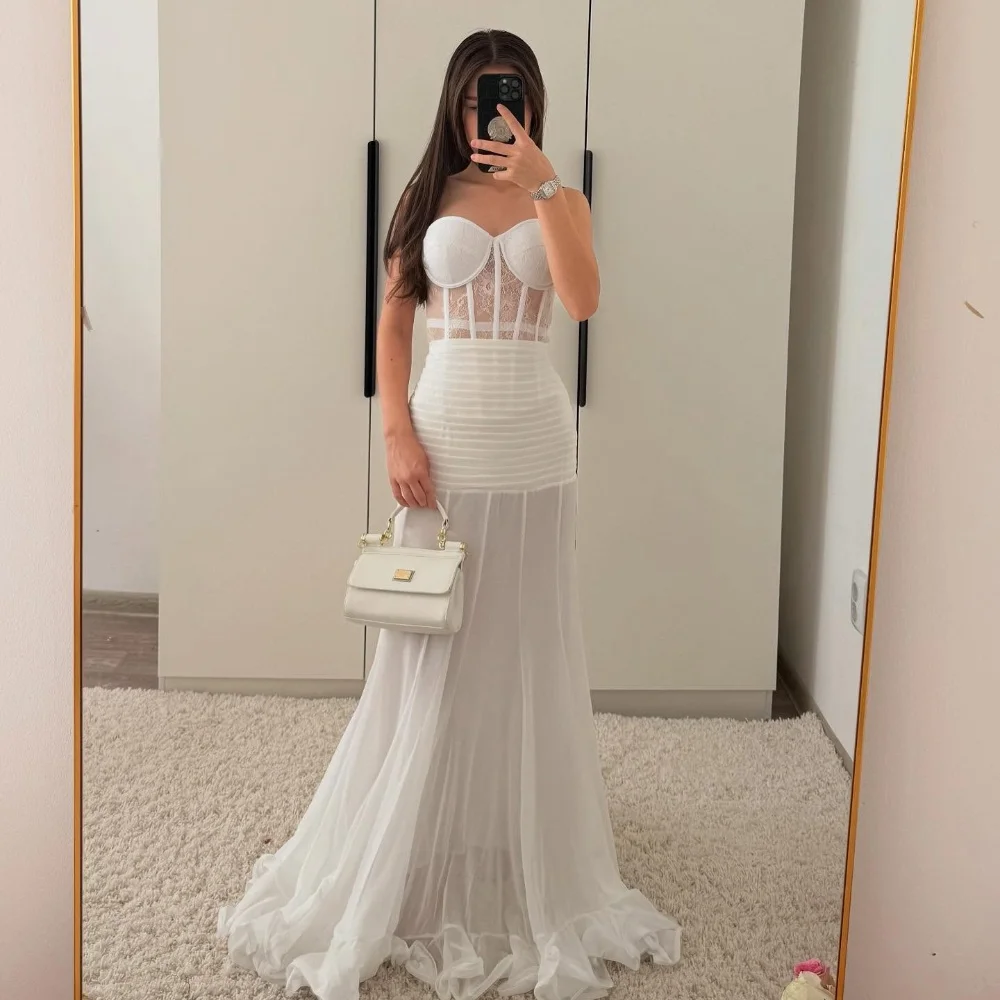 

Customized Chinese Style Sexy Organza Draped Ruched Lace Straight Sweetheart Long Dresses Bespoke Occasion Dresses High Quality