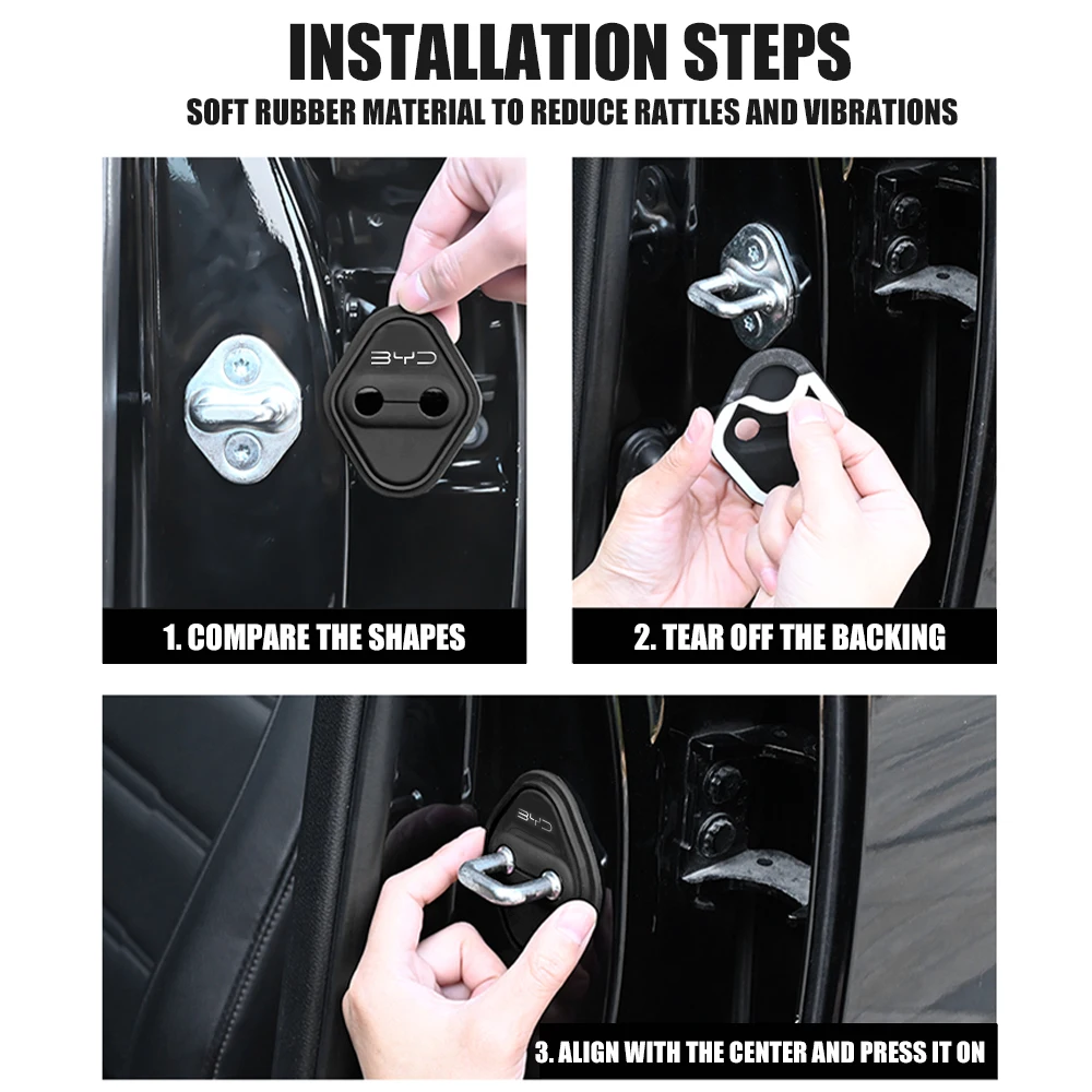 2/4 قطعة غطاء قفل باب السيارة ملصقات ل BYD F0 G3 I3 M6 G3 G5 T3 F3 F0 S6 S7 E5 E6 L3 Tang Atto 3 Song Seal EV Sealion 7 Vitre