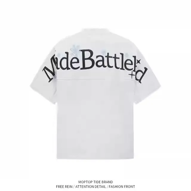 Mr. WH Original American Neutral Snowflake Embroidery Letter Short Sleeve T-Shirt Loose Casual Top for Men And Women Summer