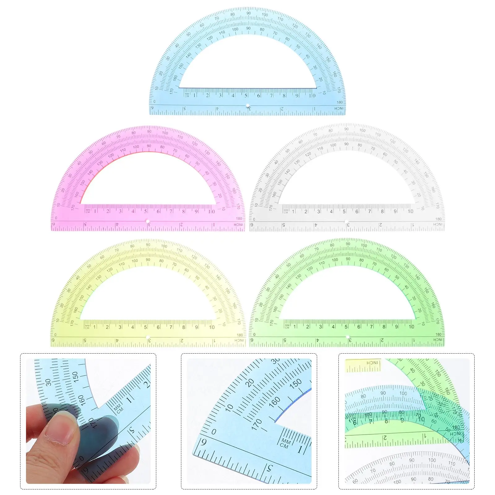 

5pcs Drawing Ruler Measurement Geometry Protractor Rulers School&Office Stationery Protractor Math 180 Degree Measure Protractor