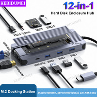 12-in-1 M.2 SSD Enclosure Docking Station USB C HUB TYPE C to HDMI Adapter 4K60Hz 1000Mbps PD100W USB3.0 5Gbps For Macbook Pro