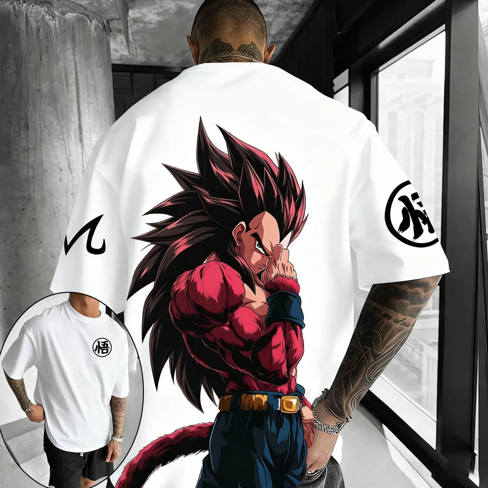 Summer 2025 Unisex Oversized Anime Dragon Ball Graphic T-Shirt Men's Clothing Y2k Casual Women Short Sleeved Tee Streetwear Tops