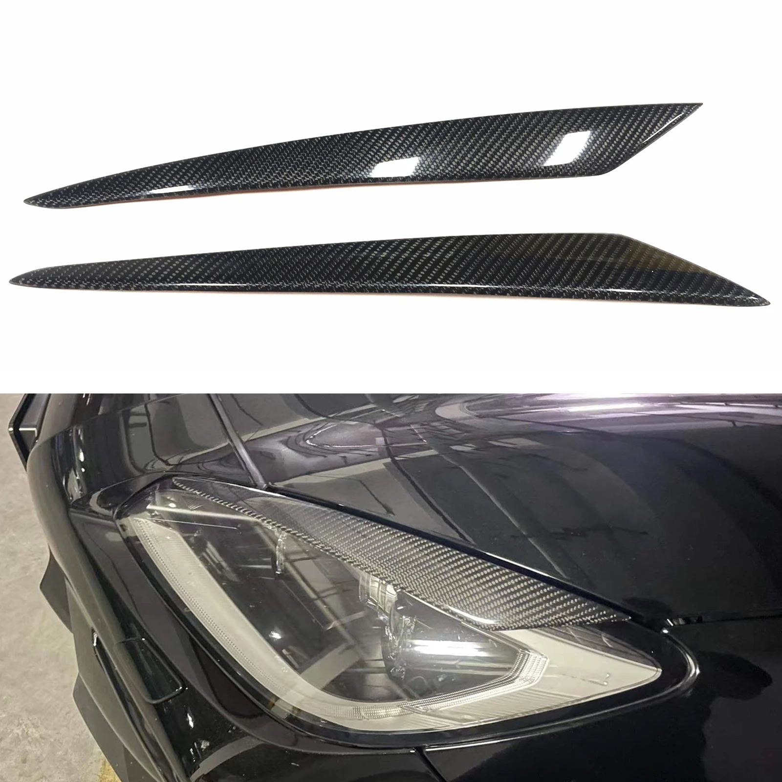 

2PCS Carbon Fiber Front Head Light Brow Sticker Eyebrow Headlamp Eyelid Cover For Subaru BRZ & For Toyota GR 86 2022-2023