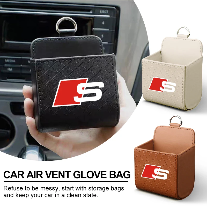 سيارة حقيبة تخزين جلدية تنفيس الهواء لوحة القيادة مرتبة معلقة المنظم صندوق لأودي سلاين A1 A3 A4L A5 A6 A7 Q3 Q7 TT R8 B5 B6 B8 #1