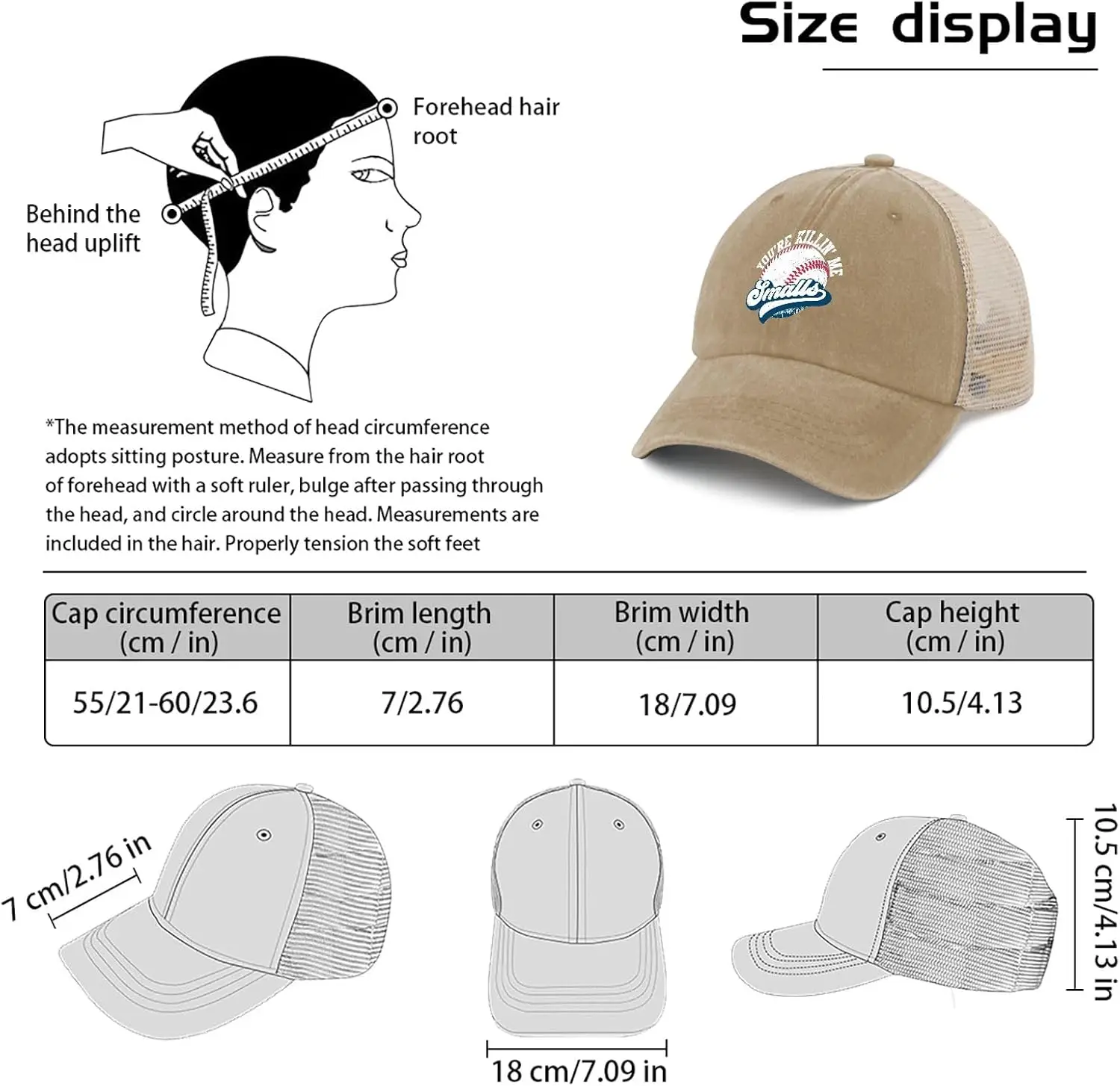 Czapka You're Killing Me Smalls dla kobiet, bejsbolówka, niska, sprana