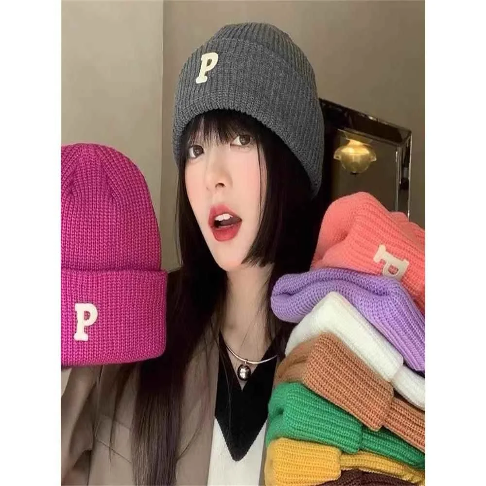 Ladies Knitted Woolen Hat Fashionable Autumn Winter Warm Face-Revealing All-Match Big Head Size Cold-Resistant Cap