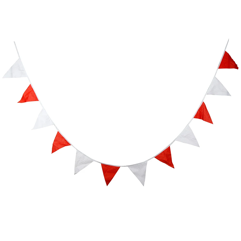 The Carnival Themed Party Pennant Banner Fabric Red White Garland Flag Triangle Bunting for Circus Birthday Party Decor