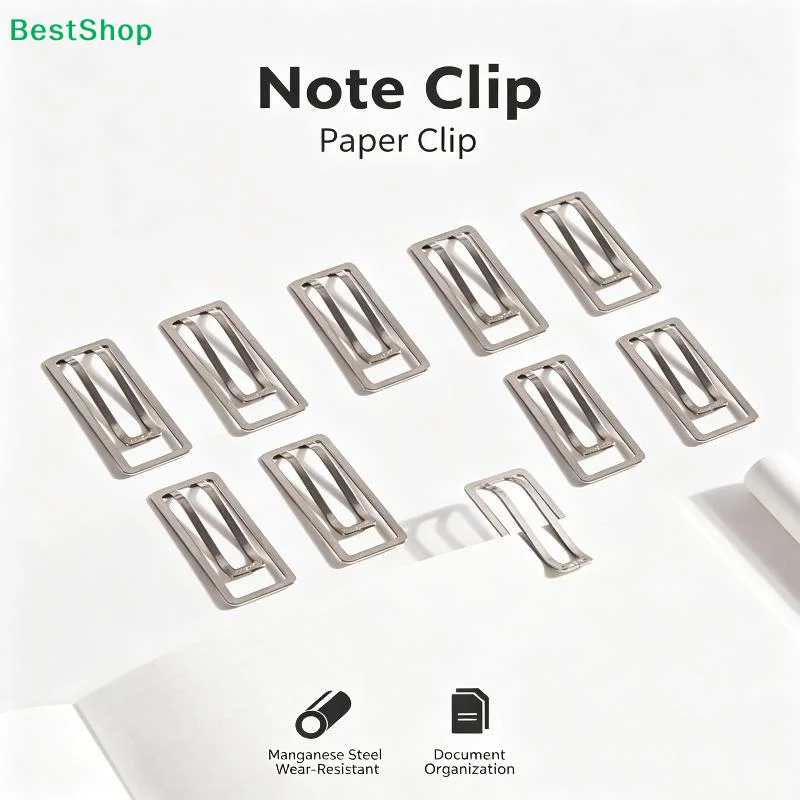 ☽10pcs Square Thickened Binder Clips - Metal Paper Clips - Office Supplies For Documents, Notes & Bookmarking