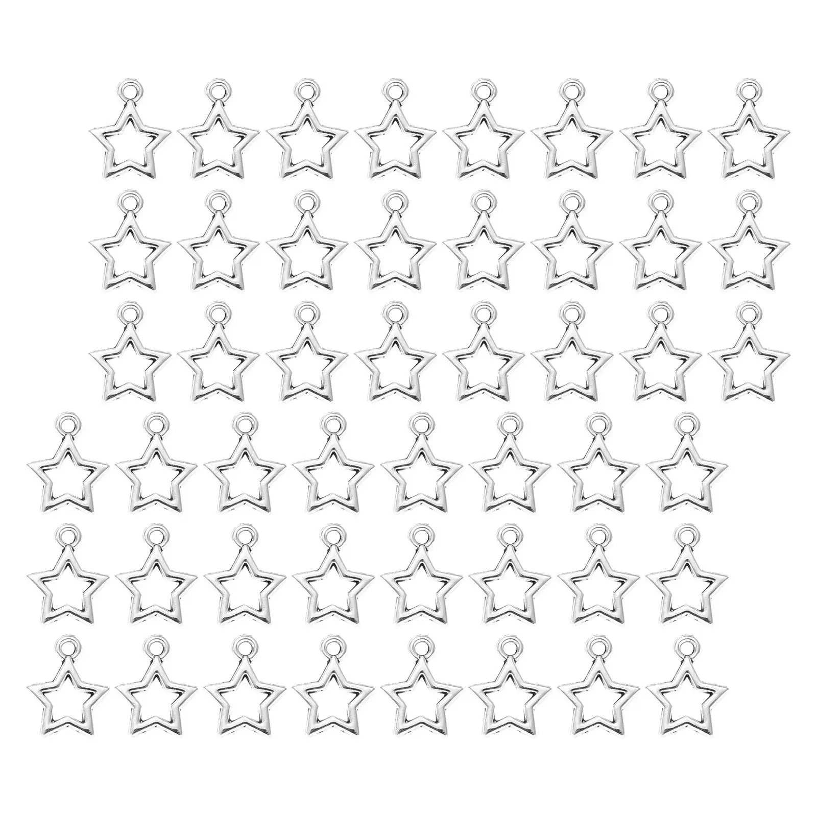 

100Pcs Mini Hollow Star Silver Pendant Charms Jewelry Making Supplies DIY Bracelets Necklaces Keychains Earrings Craft Accessory