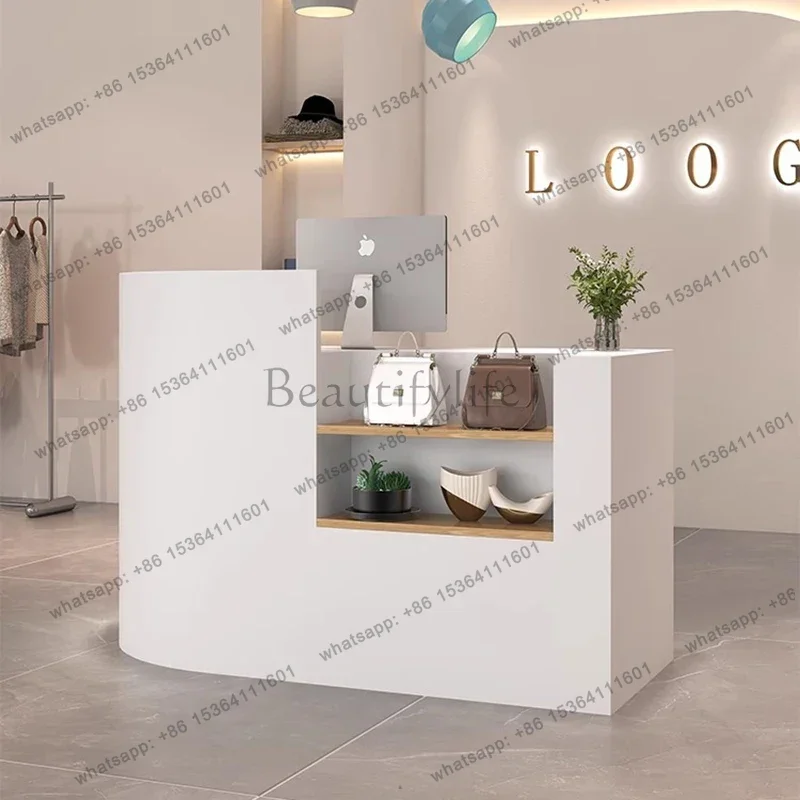 LD Bar White Reception Desks Modern Beauty Shop Luxury Hotel Restaurant Display   Organizers Bureau Trendy Furniture