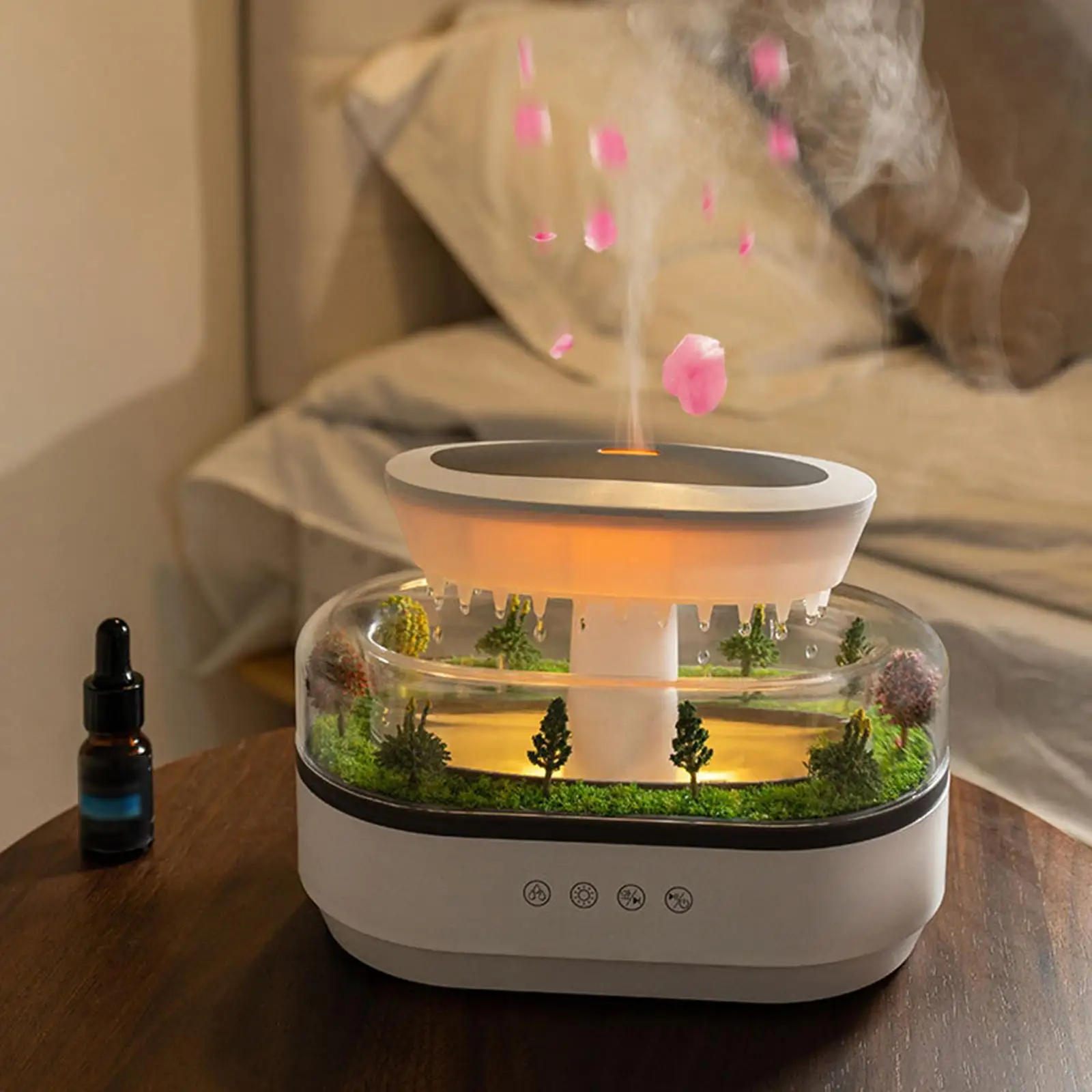 Raindrop Air Humidifier Essential Oil Diffuser with Micro-landscape Desktop Cool Mist Humidifier Home Office Living Room Bedroom