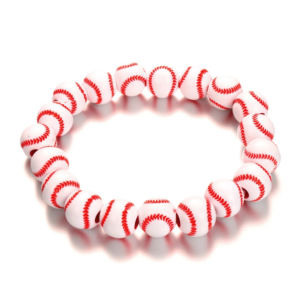 Elastic Basketball US Football Baseball Tennis Strand Bracelet Acrylic Bangle Fashion Charm Jewelry For Women Men Gift