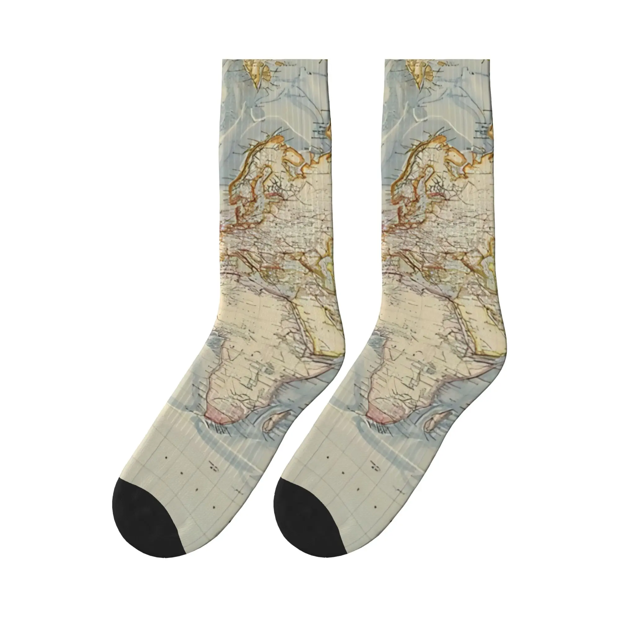 

Men Socks Vintage Map of The World Stockings Non Skid Quality Socks Winter Novelty Pattern Cycling Socks