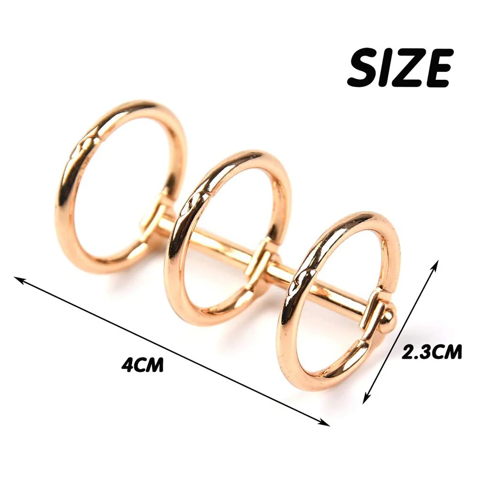 20Pcs 3 Ring Gold Book Rings Leaf Binders Office Book Rings Snap Split Hinged with 20 mm Inner Diameter Gold Book Rings