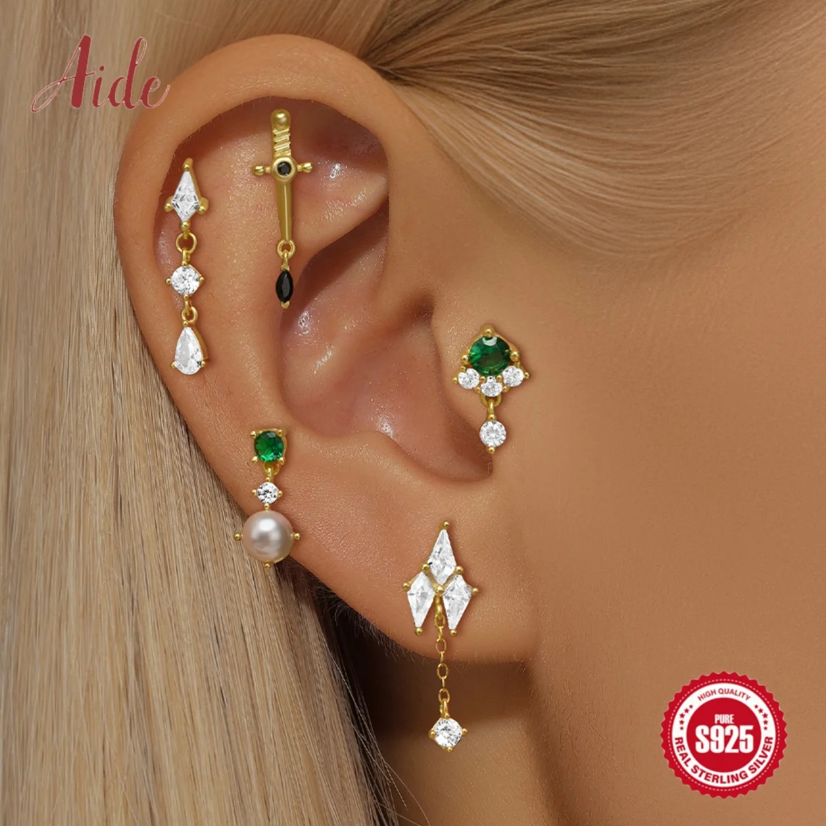 

Aide 1Pc 925 Silver Fresh Flower Simple Fringe Flat Head Piercing Stud Earrings For Women 18K Gold Personality Ins Fine Jewelry