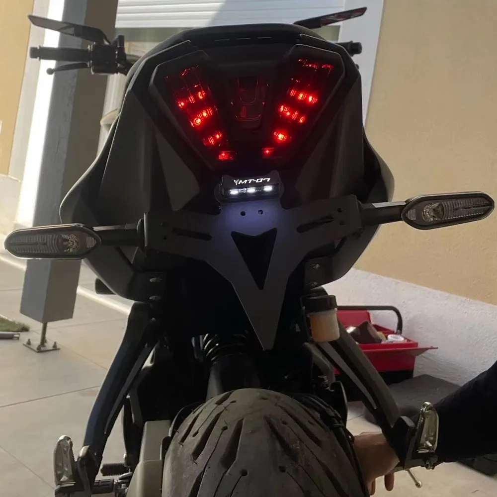 

For Yamaha MT-07 FZ-07 2014-2025 Registration License Plate Holder Mount Bracket with LED License Plate Light MT07 Accessories