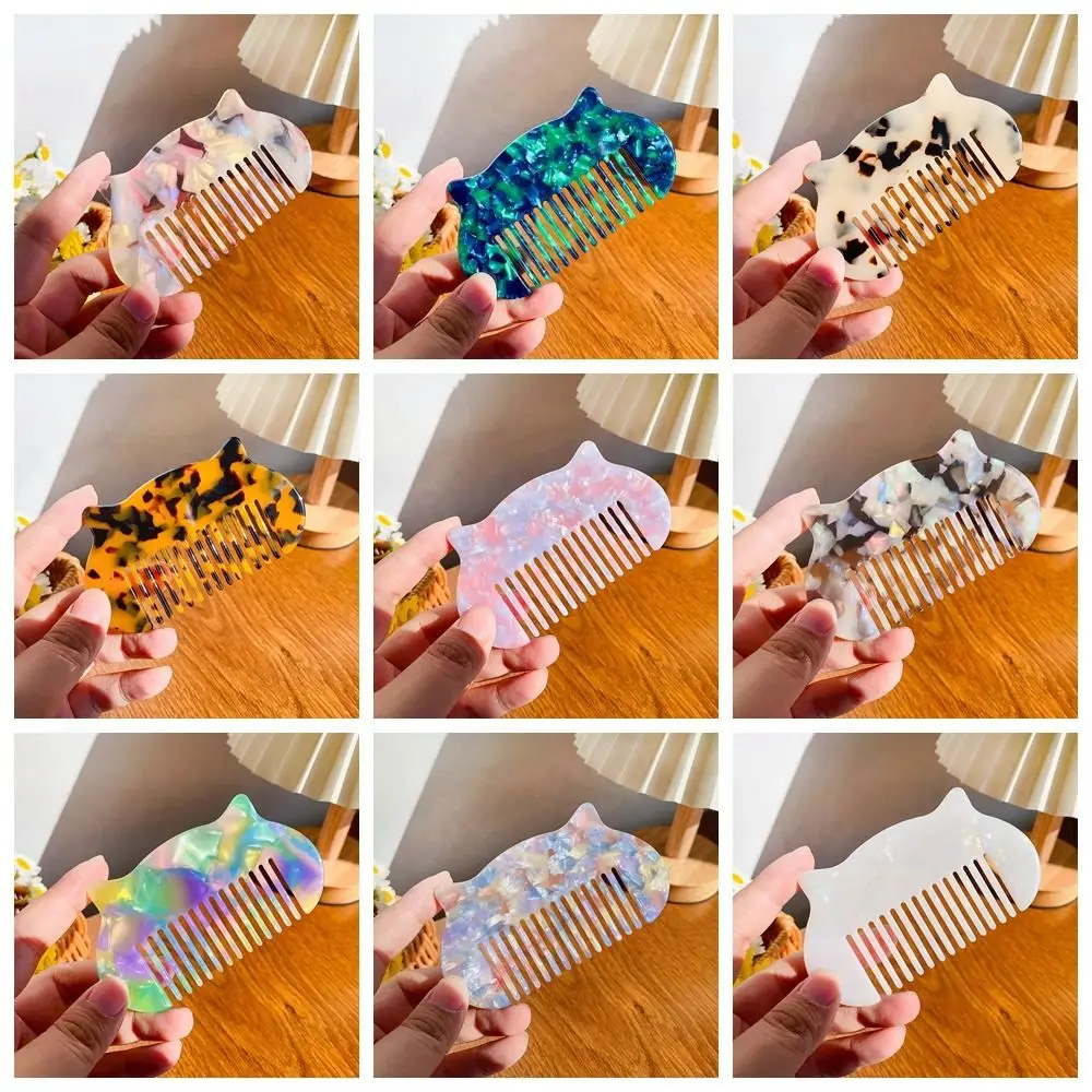 

Cat Ear Shaped Acetate Comb Colorful Wide Toothed Makeup Comb Hair Styling Tool Hair Accessories Hairdressing Comb Women