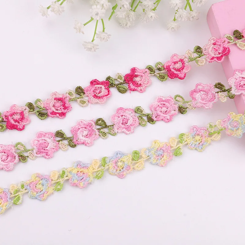 30Yards Flower Lace Trim Embroidered Ribbon Wedding Dress Sewing Handmade Decor DIY Craft Polyester Material Clothes Accessories