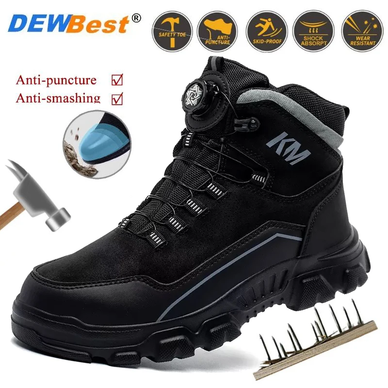 Men's Ladle-Head Safety Shoes: Impact-Resistant, Puncture-Resistant, All-Season Durable, Comfortable, and Stylish Work Footwear