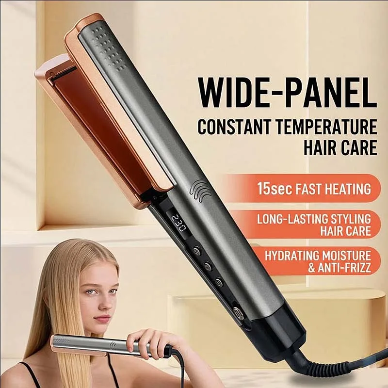 Professional Hair Straightener 15s Fast PTC Heating Flat Iron Temp Levels LED Display Dual Voltage Ionic Hair Care
