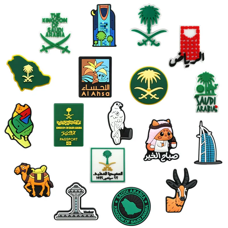 1-16 teile/satz Saudi-arabien Schuh Charms Cartoon Schuhe Zubehör Fit Clogs sandale Garten Schuh Dekorationen Schnalle für kinder geschenke