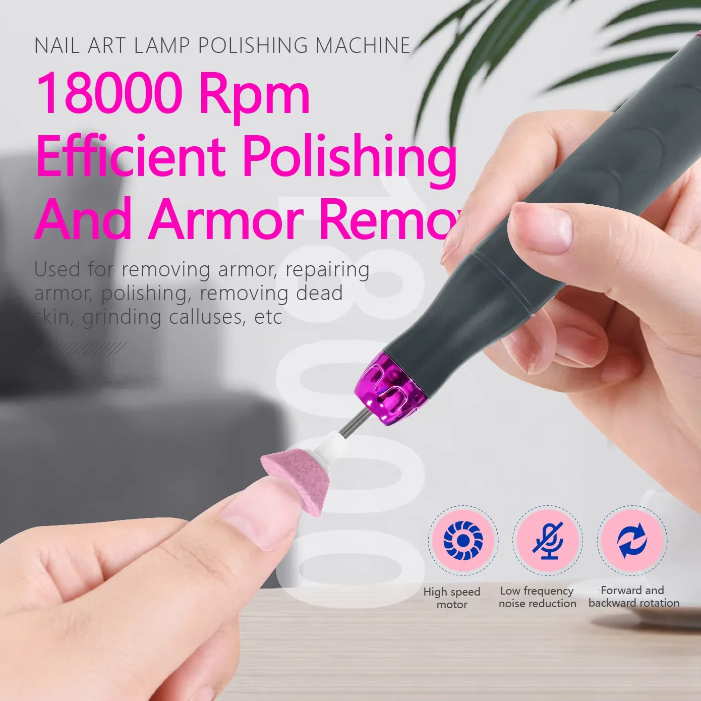 เครื่องเจียรเล็บ A3 18,000 รอบต่อนาที แบบ USB, 12 หัวเจียรสำหรับทำเล็บมือ/เล็บเท้า, เครื่องกำจัดหนังด้านและตาปลา, ปรับความเร็วได้ สำหรับใช้ที่บ้าน/ร้านเสริมสวย