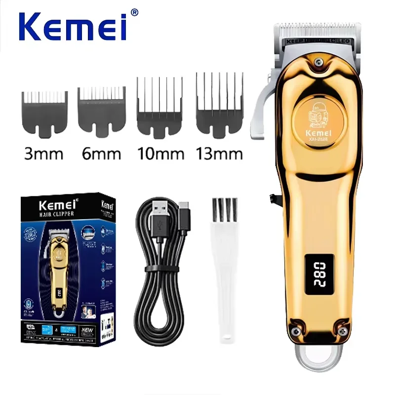 

Kemei KM-2628 Professional Hair Trimmer Adjustable Electric Clipper With LCD Display Salon Cordless Rechargeable Powerful Motor