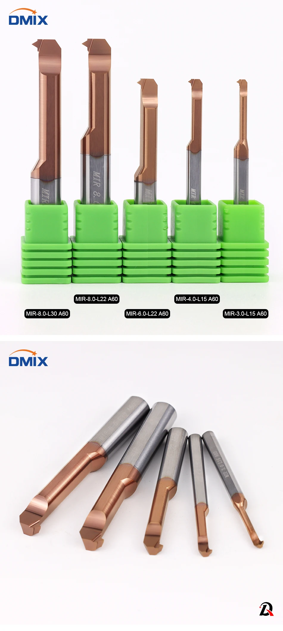 DMIX MIR 60 ° 55 ° Bohrer für Gewindeschneiden, beschichteter Hartmetall-Mini-Innen-Drehwerkzeug, Kopierwerkzeug für kleine Bohrungen, Wolframstahllegierung – Detail 3