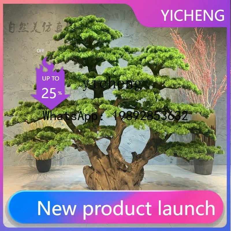 

6BJ Artificial Greeting Pine Wood Carving Fake Trees Beauty Pine Tree Toothpick Podocarpus Macrophyllus Decorative Landscaping
