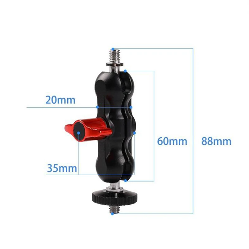 Universal Magic Arm Multi Functional Ballhead Clamp Double Ball Adapter Shoe Mount Adapte For Monitor Led Light Video 1/4