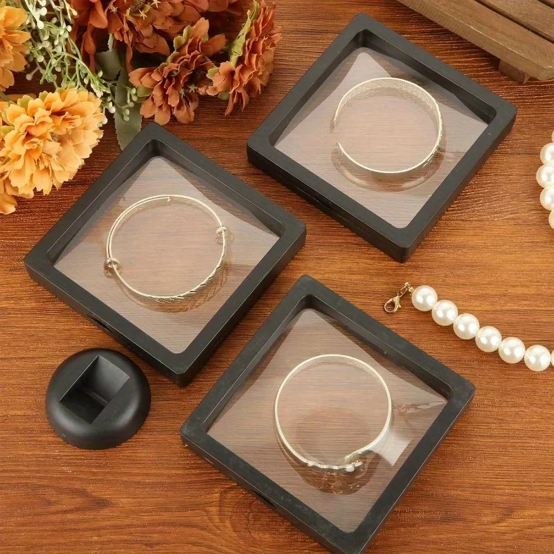 

2026New model Black Square 3D Floating Frame Display Stand Jewelry Accessory Challenge Coin Storage Hanger Box for Home Decor