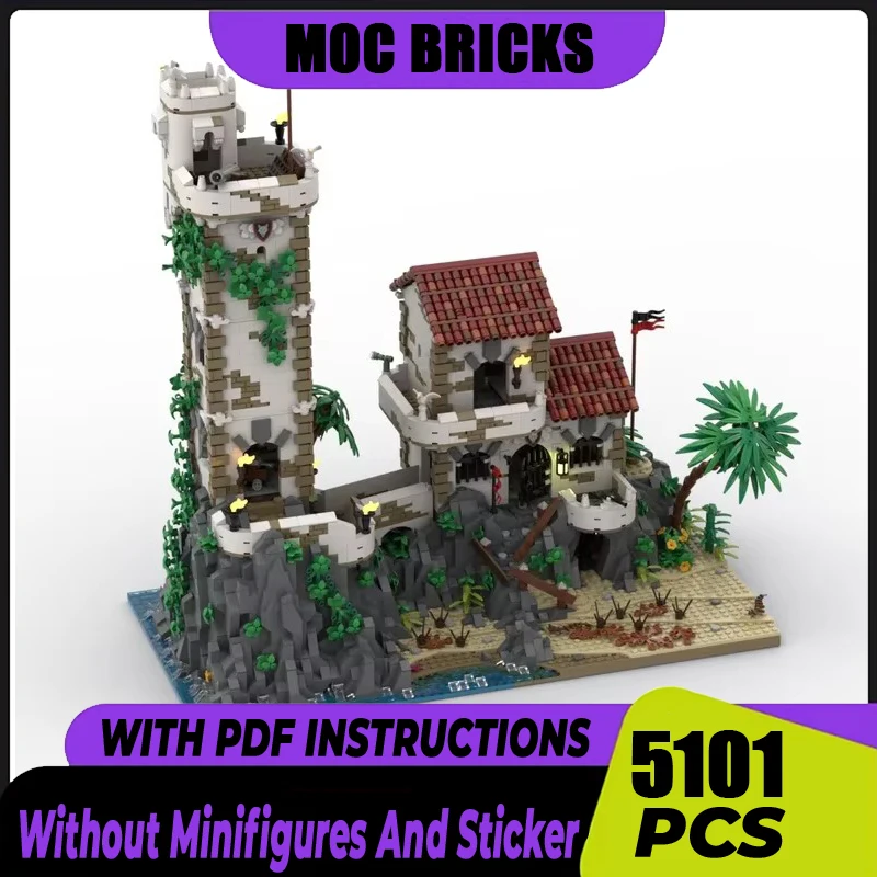 Medieval Castle Model Moc Building Bricks Old Guard House and Tower Model Technology Modular Block Christmas DIY Toy HolidayGift