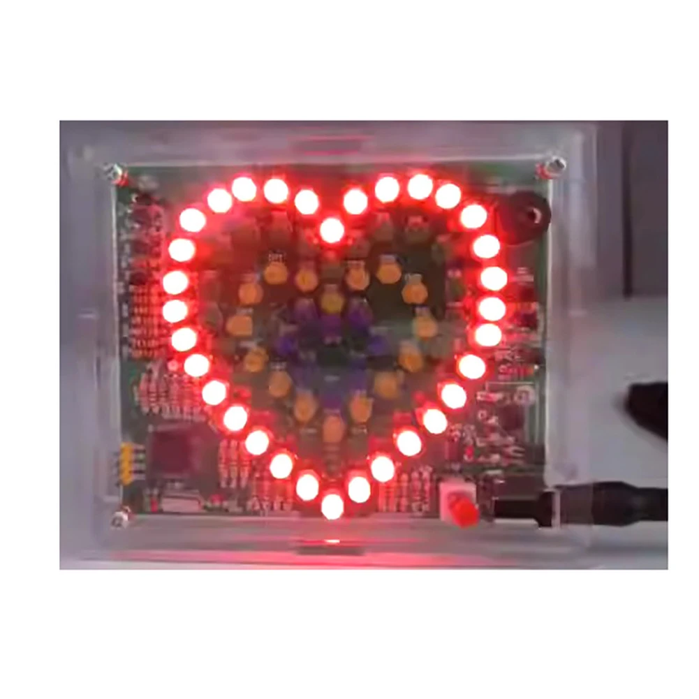 Heart Shape DIY LED Flowing Light Soldering Practice Kit With Music IC Electronic Assembly Board For Beginners Hobbyist