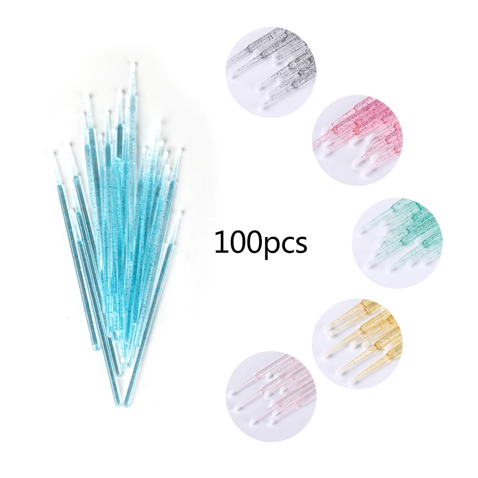 100pcs Disposable Micro Durable Eyebrow Brush Eyelash Extension Individual Applicators Mascara Brush for Women Makeup Tool