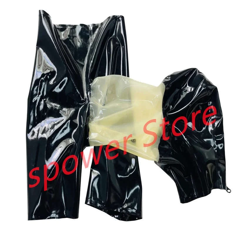 

Latex Briefs Sexy Fetish Rubber Shorts with Hood Lingerie Underwear Handmade Cosplay Costume for Men Women