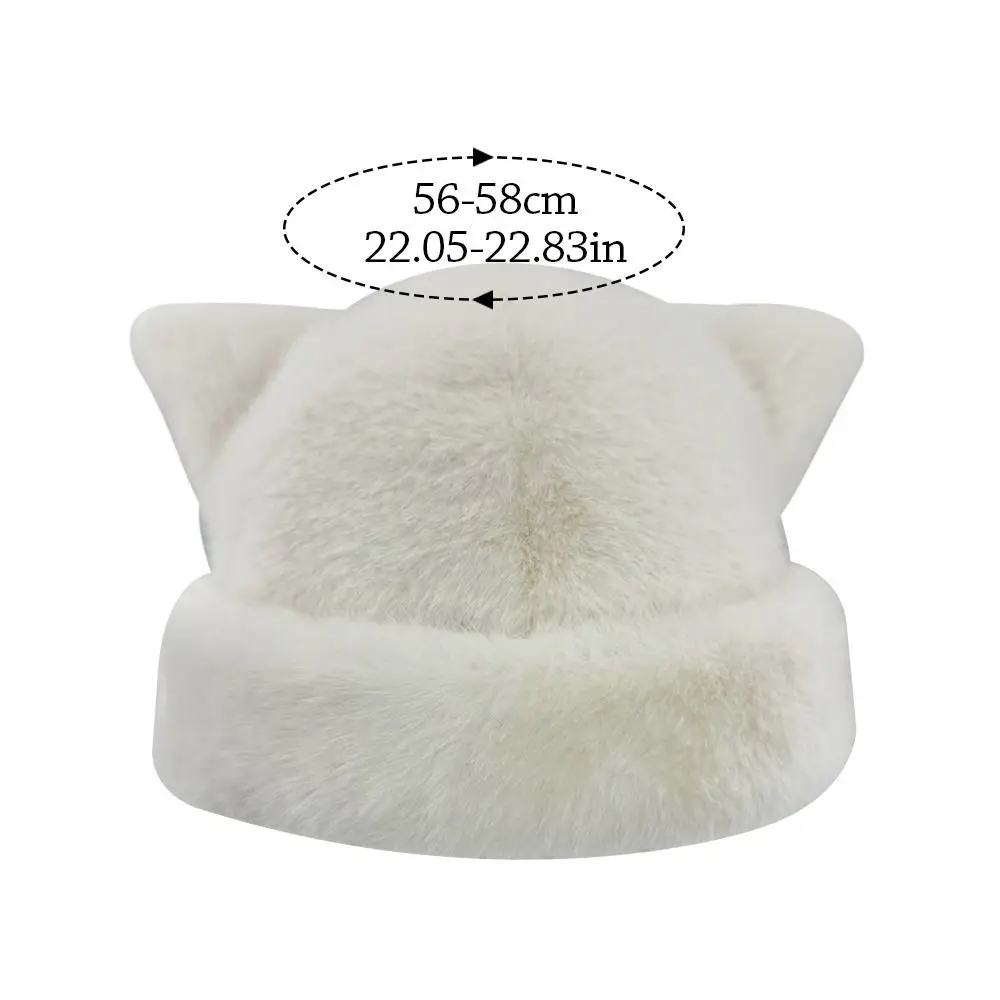 Fashion Warm Winter Hat Thicken Cute Ears Fluffy Fur Bucket Hat Soft Snowy Day Fisherman Hat Chrismas Gifts