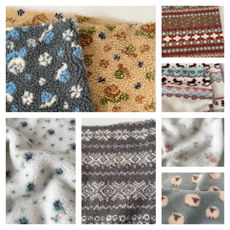 

Knitted woolen jacquard velvet polyester fabric coat, plush toy bag diy fabric