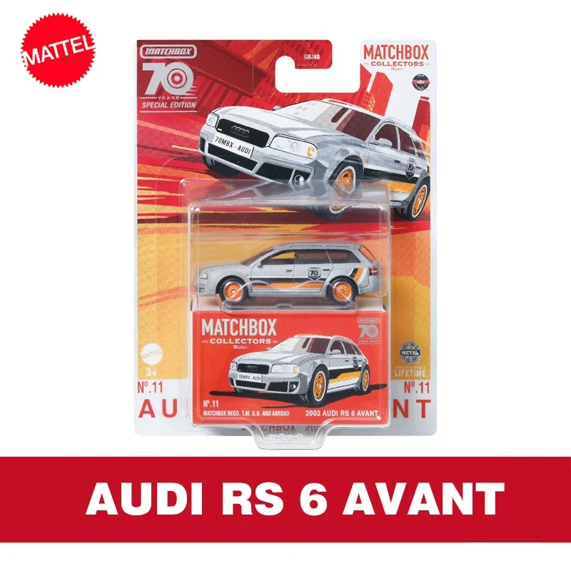 Oryginalne kolekcjonery Mattel Matchbox Car 70 lat wydanie specjalne 2002 Audi Rs 6 Avant zabawkowe modele samochodów na prezent urodzinowy dla