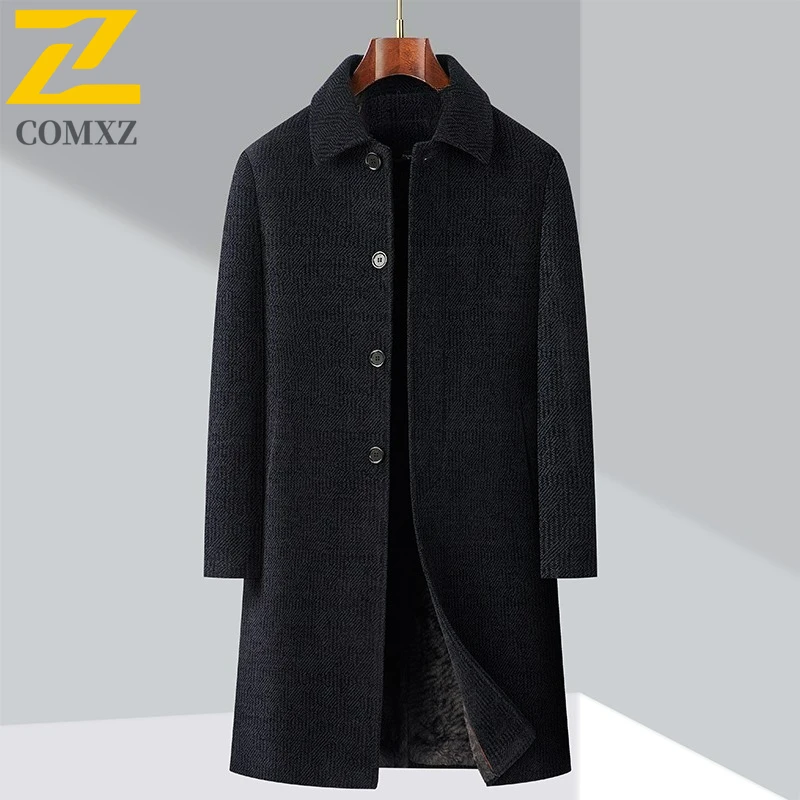 

Winter Men Wool Overcoat 2025 Classic Anti Pilling Thick Fleece Lined Jackets Luxury Business Style Turndown Collar Trench Coat