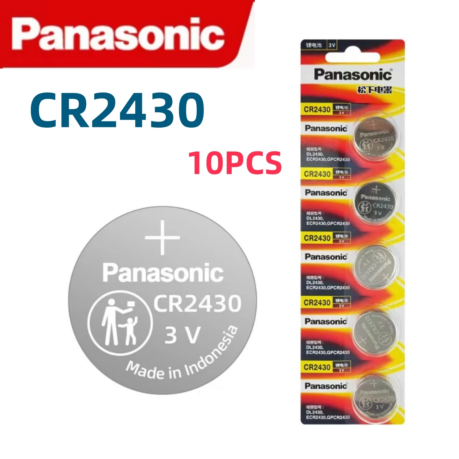 10PCS Original Panasonic CR2430 Watch Buttom Battery DL2430 ECR2430 GPCR2430 CR 2430 3V Lithium Coin Cell Batteries