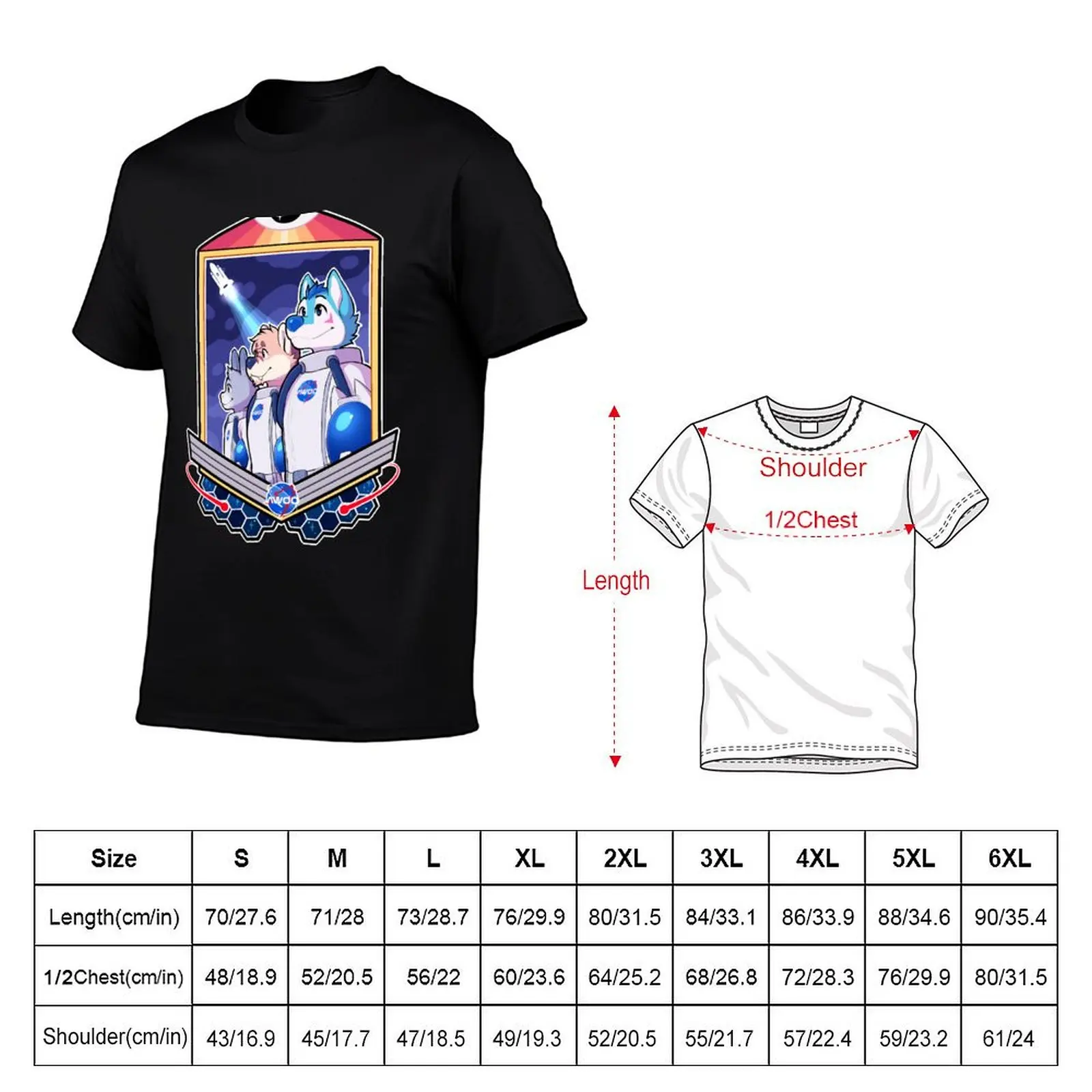 Awoo Space Program T-Shirt Sports Casual Short Sleeve Cotton Tee