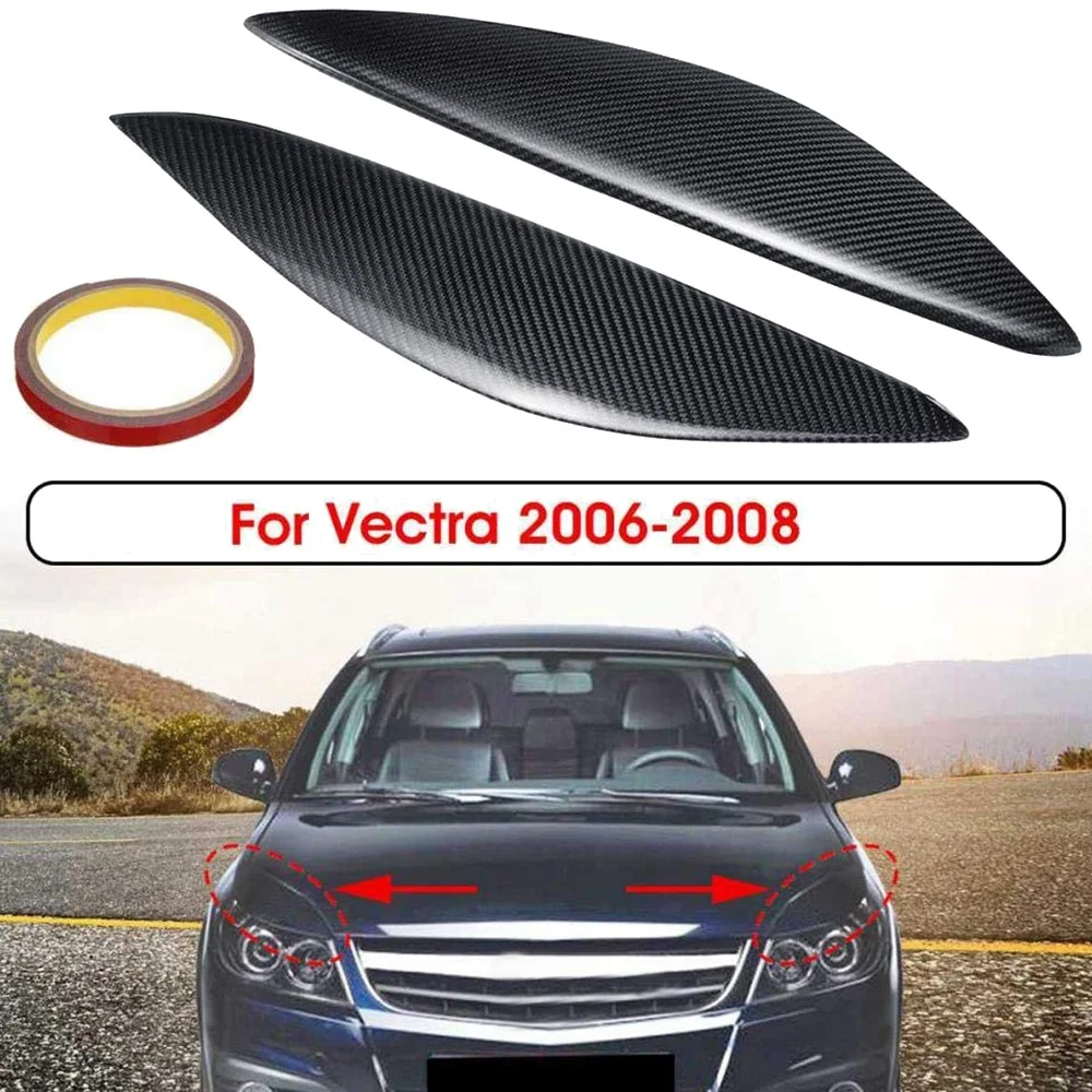 Carbon Fiber Headlight Eyebrow Eyelids Trim Cover HeadLamp Sticker for Vauxhall/Opel Vectra C/Signum Facelift 2006-2008