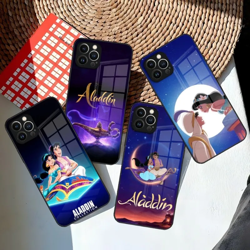 Aladdin Phone Case For Iphone 15 14 12 11 13 Pro Max Mini X 8 Xr Xs 7 Puls Glass