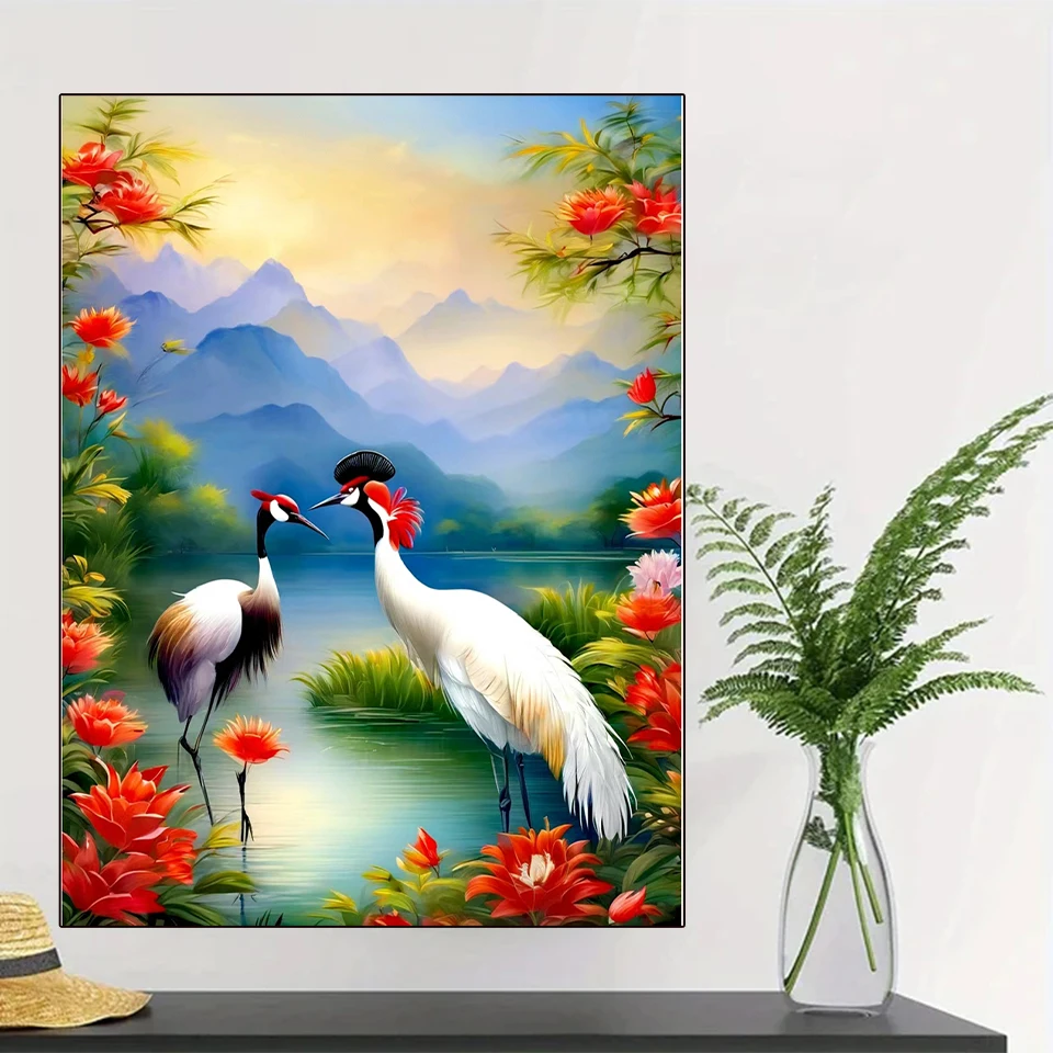 

Animals 5D Diamond Painting Bird Red crowned Crane Diamond Inlay Set with Square/Round Embroidery DIY Home Decoration Gift