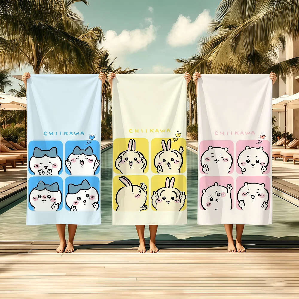 Kawaii C-Chiikawa Niedlicher Textil-Bademantel Strand Schnelltrocknend Leicht Tragbar Camping Schwimmbad Reise